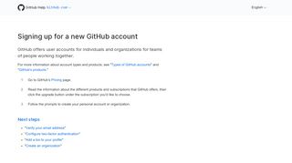 
                            1. Signing up for a new GitHub account - GitHub Help