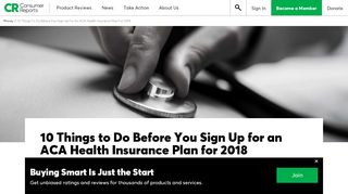 
                            8. Signing Up for ACA Health Insurance Plan - Consumer Reports