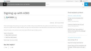 
                            1. Signing up with A360 | Search | Autodesk Knowledge Network