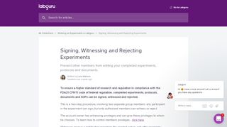 
                            3. Signing, Witnessing and Rejecting Experiments | Labguru ...