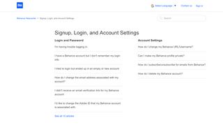 
                            3. Signup, Login, and Account Settings – Behance Helpcenter