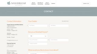 
                            2. Silverleaf Resorts - Contact Us