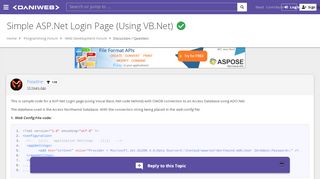 
                            1. Simple ASP.Net Login Page (Using VB.Net) [SOLVED] | DaniWeb