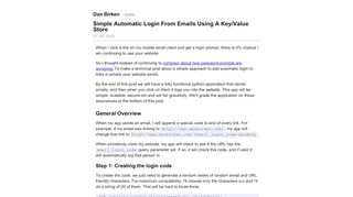 
                            2. Simple Automatic Login From Emails Using A Key/Value Store