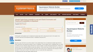 
                            2. Simple login form example in asp.net Check Username and ...
