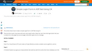 
                            4. Simple Login Form in ASP.Net Using C# - C# Corner