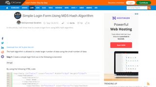 
                            1. Simple Login Form Using MD5 Hash Algorithm - c-sharpcorner.com