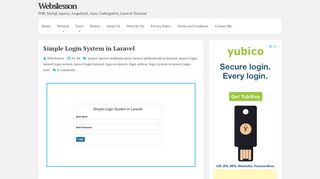 
                            3. Simple Login System in Laravel | Webslesson