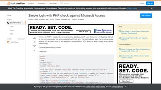 
                            2. Simple login with PHP check against Microsoft Access - Stack ...