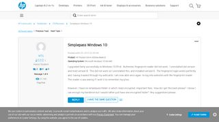 
                            5. Simplepass Windows 10 - HP Support Community - 5241981