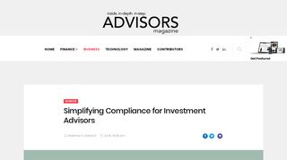 
                            8. Simplifying Compliance for Investment Advisors - Advisors Magazine