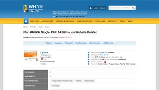 
                            6. Single > cyon.ch, CHF 14.90/mo. on Website Builder,