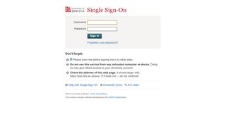 
                            5. Single Sign-On | University of Bristol