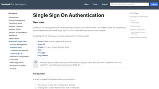 
                            3. Single Sign On - Workplace - Facebook for Developers
