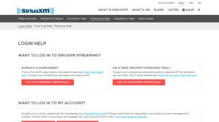 
                            7. SiriusXM Streaming Credentials | SiriusXM Canada