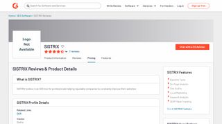 
                            9. SISTRIX Reviews 2019: Details, Pricing, & Features | G2