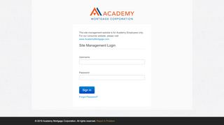 
                            7. Site Management Login - Academy Mortgage