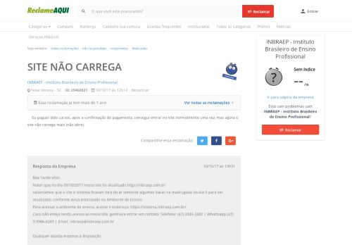 
                            6. SITE NÃO CARREGA - INBRAEP - Instituto Brasileiro de ...