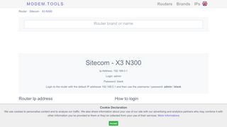 
                            4. Sitecom X3 N300 Default Router Login and Password