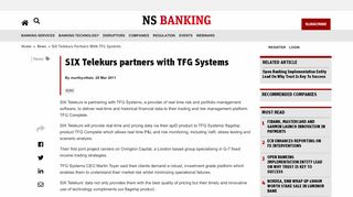 
                            8. SIX Telekurs partners with TFG Systems - NS Banking