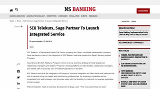 
                            6. SIX Telekurs, Sage Partner To Launch Integrated Service ...