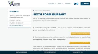 
                            5. Sixth Form Bursary - V6 Sixth Form