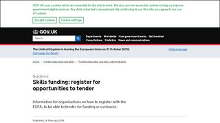 
                            7. Skills funding: register for opportunities to tender - GOV.UK