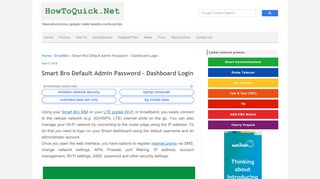 
                            2. Smart Bro Default Admin Password – Dashboard …