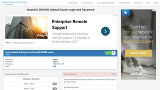 
                            6. SmartRG SR505N Default Router Login and Password