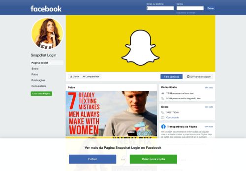 
                            4. Snapchat Login - Página inicial | Facebook