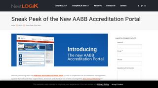 
                            9. Sneak Peek of the New AABB Accreditation Portal – NextLOGiK