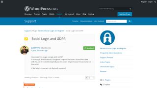 
                            7. Social Login and GDPR | WordPress.org