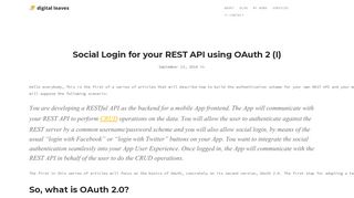 
                            4. Social Login for your REST API using OAuth 2 (I) – Digital Leaves