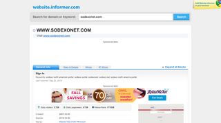 
                            9. sodexonet.com at Website Informer. Sign In. Visit Sodexonet.
