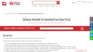 
                            4. Software Available for Download from Haas Portal