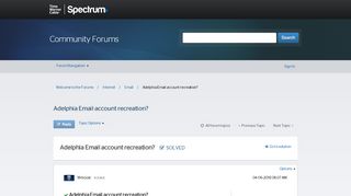 
                            2. Solved: Adelphia Email account recreation? - Welcome to the Forums