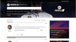 
                            2. Solved: Cannot connect to Ea Server for ps4 FIFA 18 - Answer ...