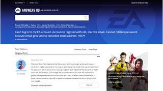 
                            2. Solved: Can't log in to my EA account. Account is registed with ...
