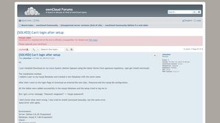 
                            1. [SOLVED] Can't login after setup - ownCloud Forums