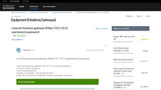 
                            7. Solved: comcast business gateway (Http;//10.1.10.1) userna ...
