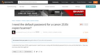 
                            3. [Solved] Default Password for Canon 2535i AIO Printer/Scanner