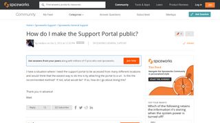 
                            5. [SOLVED] How do I make the Support Portal public? - Spiceworks ...