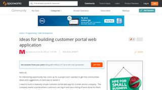 
                            1. [SOLVED] Ideas for building customer portal web application - Web ...