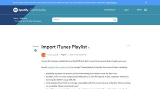 
                            8. Solved: Import iTunes Playlist - The Spotify Community