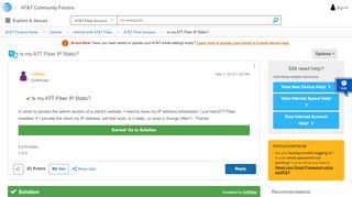 
                            8. Solved: Is my ATT Fiber IP Static? - AT&T Community