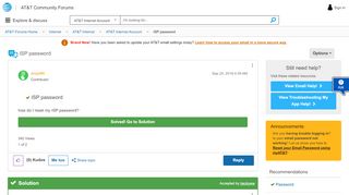 
                            2. Solved: ISP password - AT&T Community