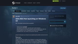 
                            1. (SOLVED) Not launching on Windows 10 :: Portal 2 General Discussions