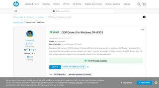 
                            6. Solved: OEM Drivers for Windows 10 v1903 - HP …