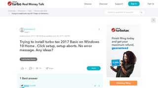 
                            2. Solved: Trying to install turbo tax 2017 Basic on Windows 10 ...