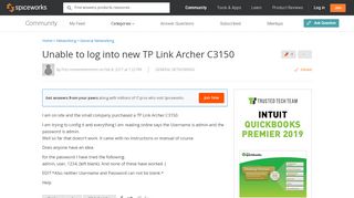 
                            9. [SOLVED] Unable to log into new TP Link Archer C3150 - Networking ...